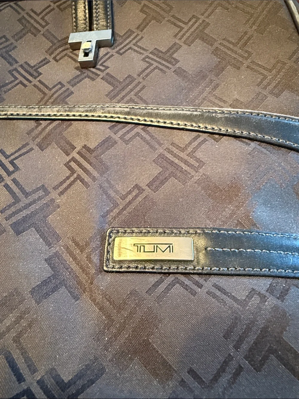 Tumi Black Patterned Laptop Briefcase with Leather Accents